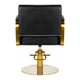 Gabbiano Genua Hair Salon Styling Chair Gold & Black - rear view on a white background