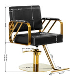 Gabbiano Genua Hair Salon Styling Chair Gold & Black - close-up of the upholstery, frame and footrest details