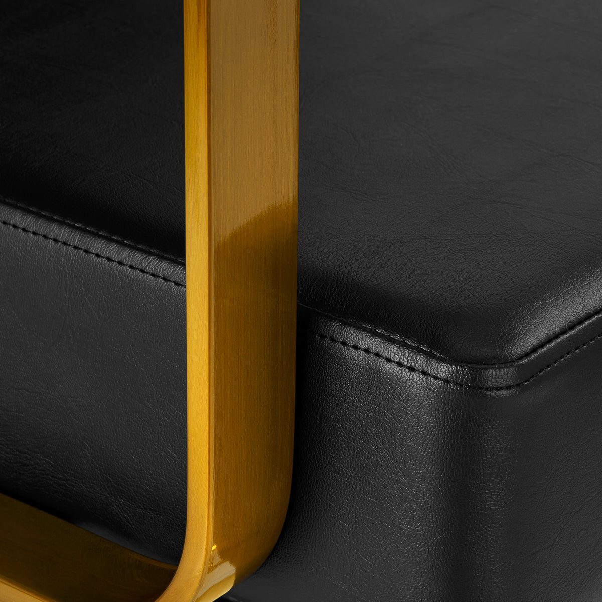 Gabbiano Genua Hair Salon Styling Chair Gold & Black - close-up of the upholstery and construction details