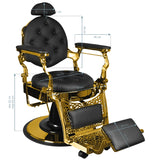 Gabbiano Giulio Barber Chair Gold & Black - side view on a white background
