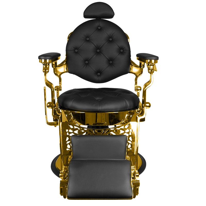 Gabbiano Giulio Barber Chair Gold & Black - front view on a white background