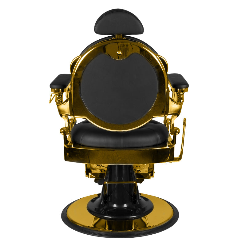 Gabbiano Giulio Barber Chair Gold & Black - rear view on a white background
