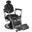Gabbiano Giulio Barber Chair Silver & Black - angled front view on a white background