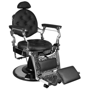 Gabbiano Giulio Barber Chair Silver & Black - angled front view on a white background