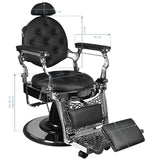 Gabbiano Giulio Barber Chair Silver & Black - side view on a white background