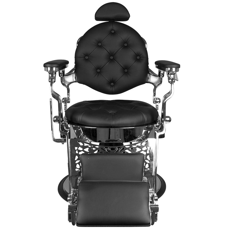 Gabbiano Giulio Barber Chair Silver & Black - front view on a white background