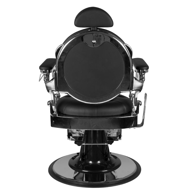 Gabbiano Giulio Barber Chair Silver & Black - rear view on a white background