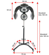 Gabbiano GL-505S Standing Infrared Hair Processor Grey - dimensions and measurements shown