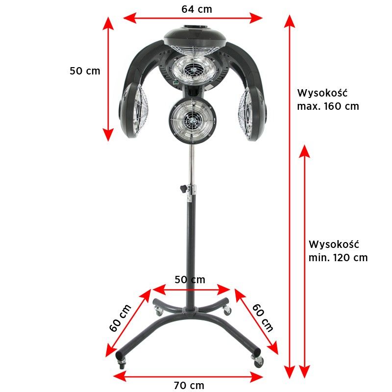 Gabbiano GL-505S Standing Infrared Hair Processor Silver - dimensions and measurements shown