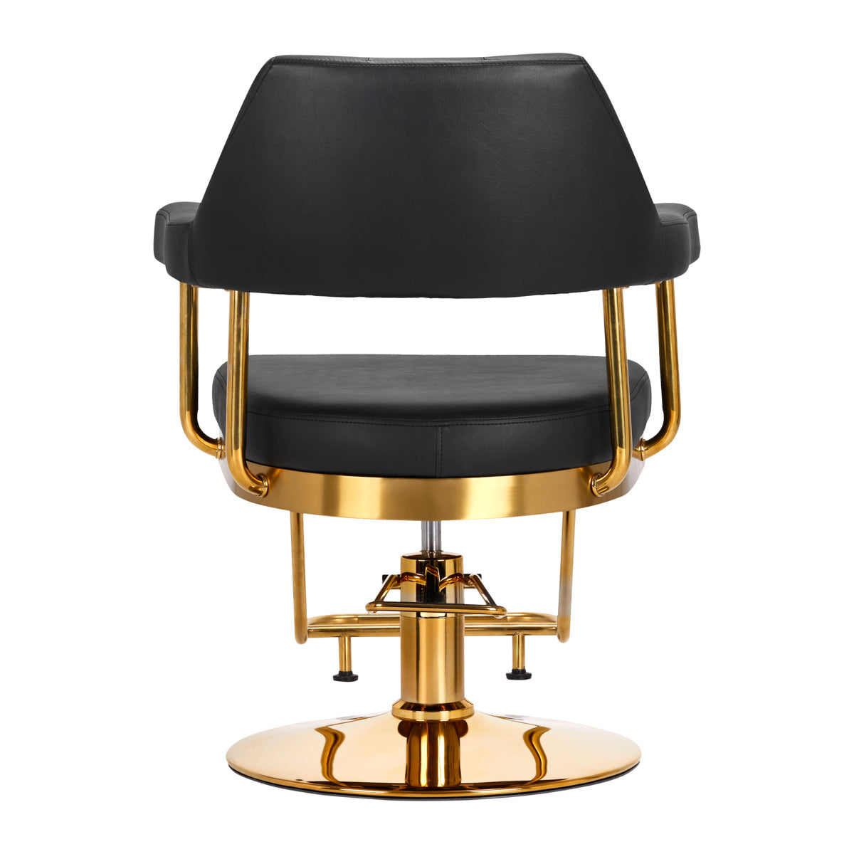 Gabbiano Granda Hair Salon Styling Chair Gold & Black - close-up of the upholstery, frame and footrest details