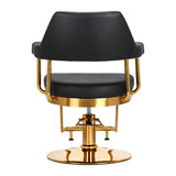 Gabbiano Granda Hair Salon Styling Chair Gold & Black - close-up of the upholstery, frame and footrest details