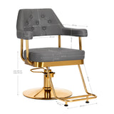 Gabbiano Granda Hair Salon Styling Chair Gold & Grey - side view on a white background