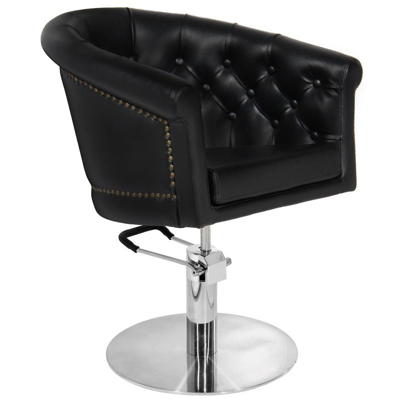 Gabbiano Hair Salon Styling Chair Black - angled front view on a white background