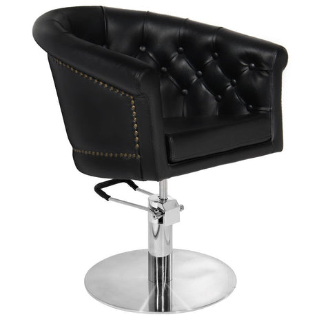 Gabbiano Hair Salon Styling Chair Black - angled front view on a white background