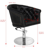 Gabbiano Hair Salon Styling Chair Black - side view on a white background
