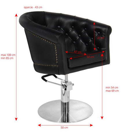 Gabbiano Hair Salon Styling Chair Black - side view on a white background