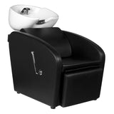 Gabbiano Hair Wash Unit Black Bergen Barber Shop - full product view at an angle on a white background