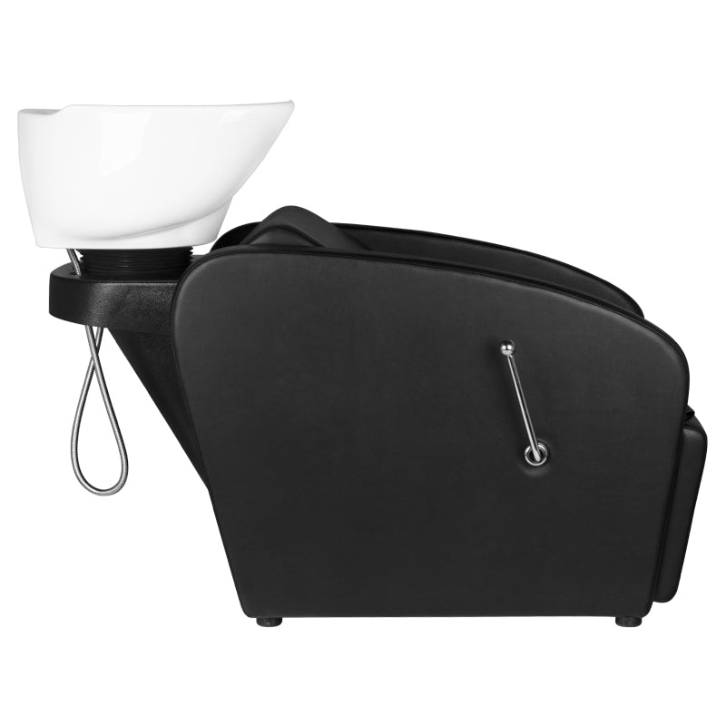 Gabbiano Hair Wash Unit Black Bergen Barber Shop - front view of the complete wash unit