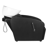 Gabbiano Hair Wash Unit Black Bergen Barber Shop - side view of the complete wash unit