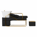 Gabbiano Hair Wash Unit Emma Black Gold - front view of the complete wash unit