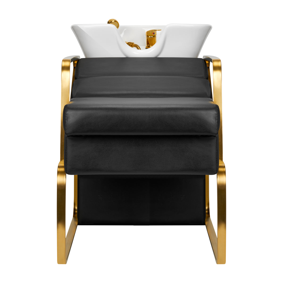 Gabbiano Hair Wash Unit Emma Black Gold - side view of the complete wash unit