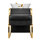Gabbiano Hair Wash Unit Emma Black Gold - side view of the complete wash unit
