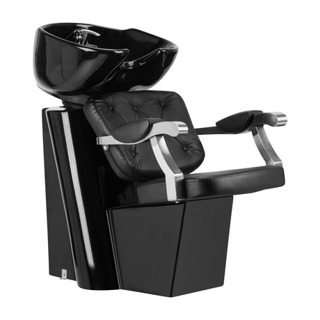 Gabbiano Hair Wash Unit Lyon Black - full product view at an angle on a white background