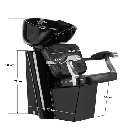 Gabbiano Hair Wash Unit Lyon Black - full product view on a white background