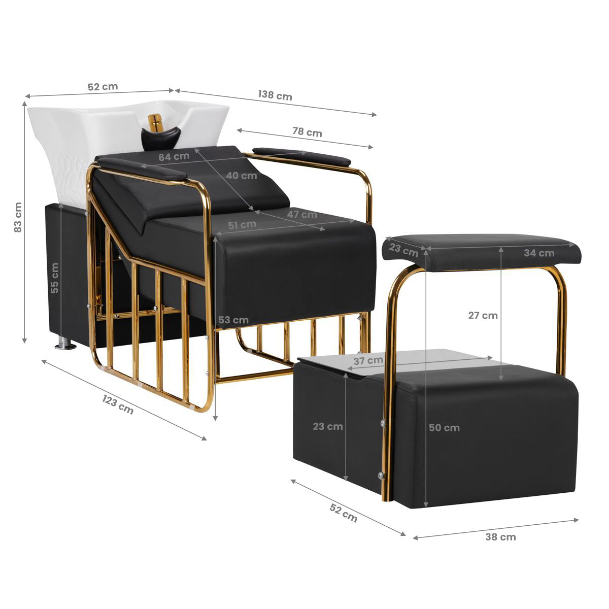 Gabbiano Hair Wash Unit Mayka Black - close-up of a functional part of the basin unit