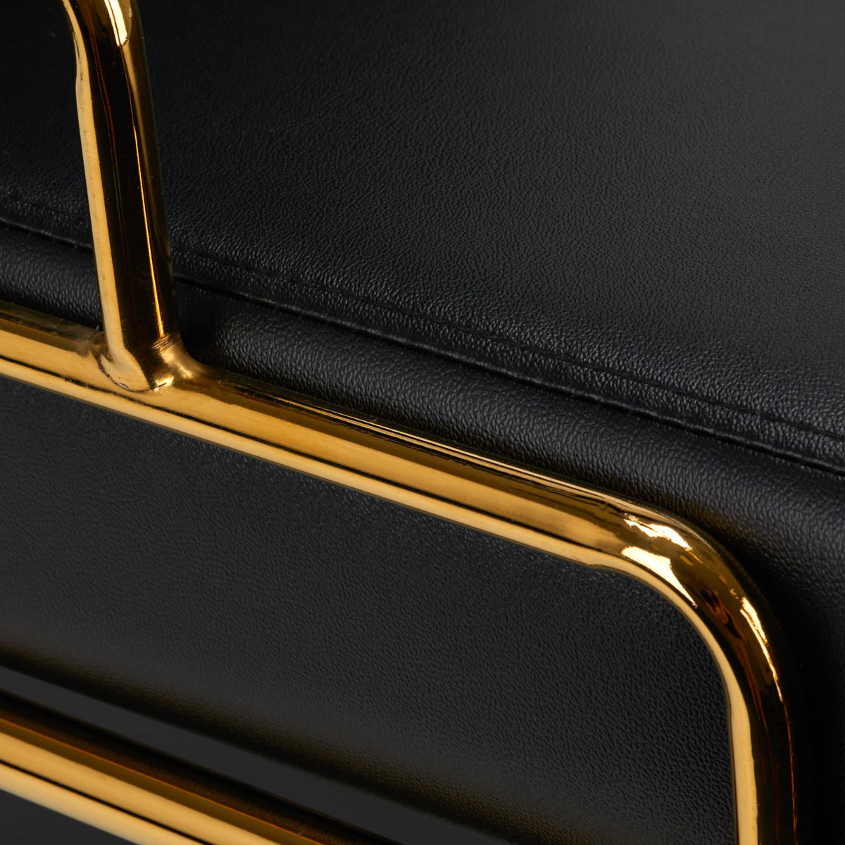 Gabbiano Hair Wash Unit Prato Gold & Black - close-up of the upholstery and construction details