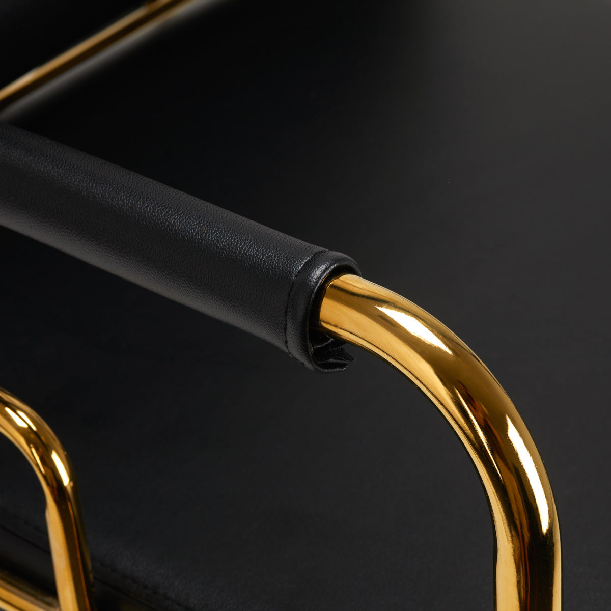Gabbiano Hair Wash Unit Prato Gold & Black - close-up of the upholstery and construction details
