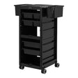 Gabbiano Hairdresser's Trolley 68A Black - front view showing the storage and construction details