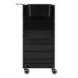 Gabbiano Hairdresser's Trolley 68A Black - front view showing the storage and construction details