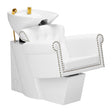 Gabbiano Hairdressing Backwash Unit Berlin Gold & White - full product view at an angle on a white background