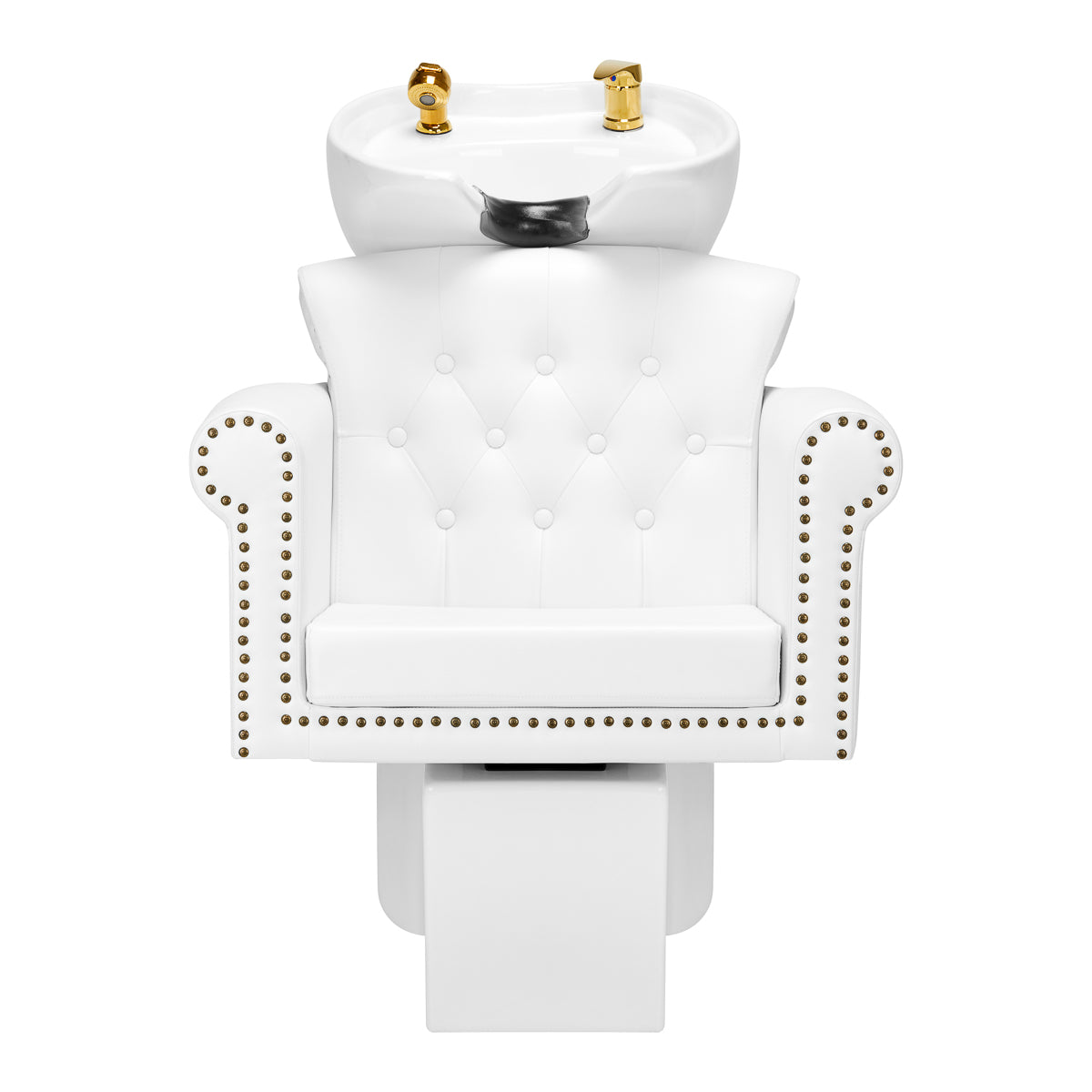 Gabbiano Hairdressing Backwash Unit Berlin Gold & White - front view of the complete wash unit