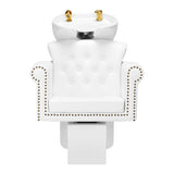 Gabbiano Hairdressing Backwash Unit Berlin Gold & White - front view of the complete wash unit