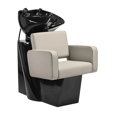 Gabbiano Hairdressing Backwash Unit Bilbao Grey Beige - full product view at an angle on a white background