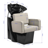 Gabbiano Hairdressing Backwash Unit Bilbao Grey Beige - dimensions and measurements shown