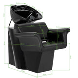 Gabbiano Hairdressing Backwash Unit Lucca Black - rear view showing the basin connections