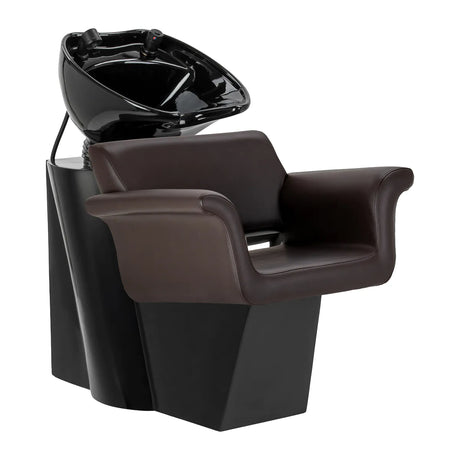 Gabbiano Hairdressing Backwash Unit Lucca Brown - full product view at an angle on a white background