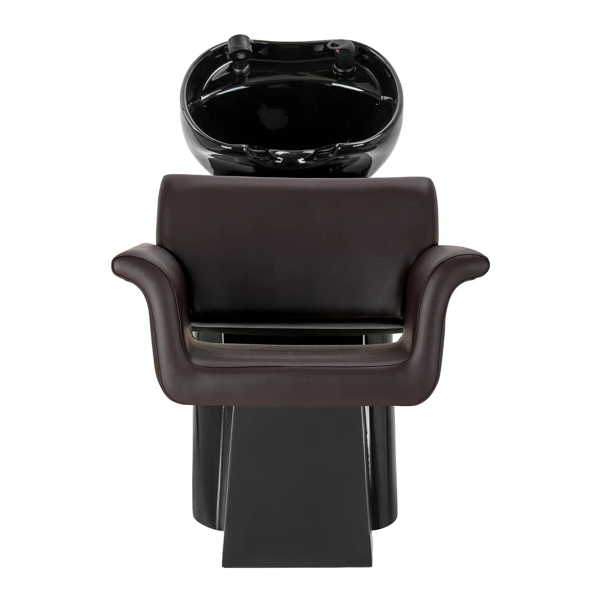 Gabbiano Hairdressing Backwash Unit Lucca Brown - front view of the complete wash unit