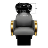 Gabbiano Hairdressing Backwash Unit Malaga Gold & Grey - side view of the complete wash unit