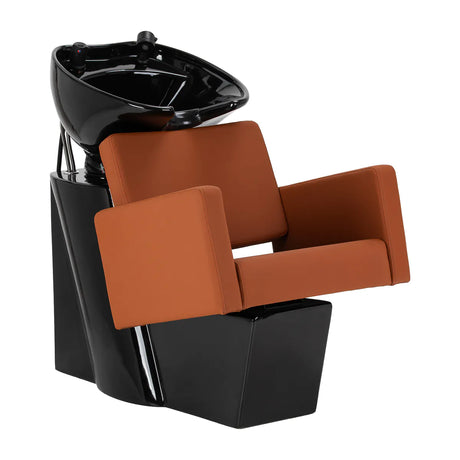 Gabbiano Hairdressing Backwash Unit Vitoria Brown - full product view at an angle on a white background