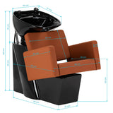 Gabbiano Hairdressing Backwash Unit Vitoria Brown - side view of the complete wash unit