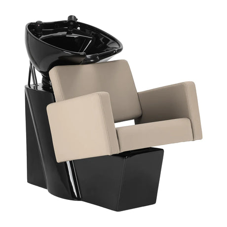 Gabbiano Hairdressing Backwash Unit Vitoria Grey Beige - full product view at an angle on a white background
