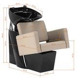 Gabbiano Hairdressing Backwash Unit Vitoria Grey Beige - rear view showing the basin connections