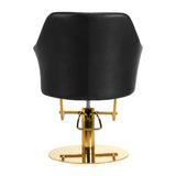 Gabbiano Hairdressing Chair B204G Black - close-up of the upholstery, frame and footrest details