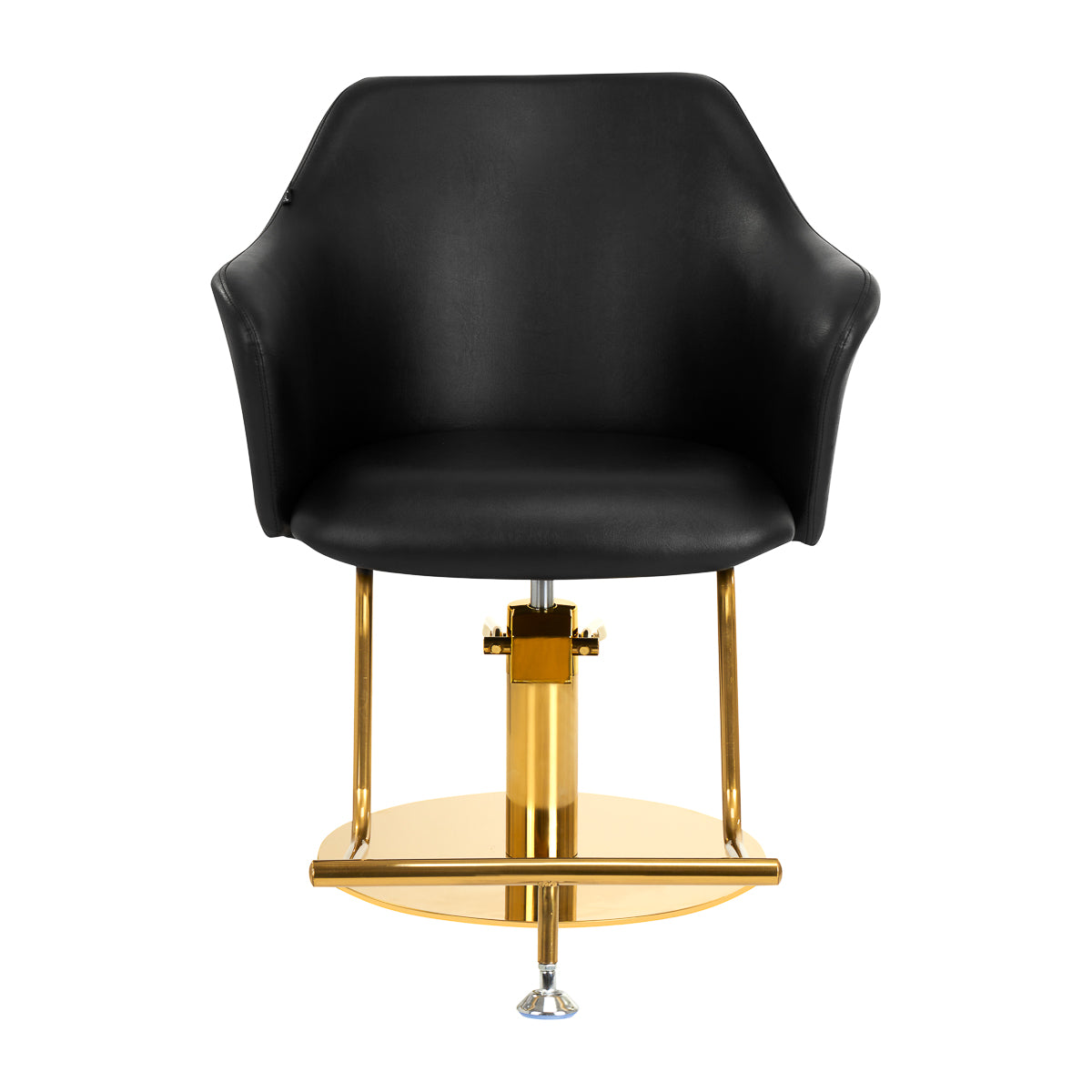 Gabbiano Hairdressing Chair B204G Black - close-up of the upholstery, frame and footrest details