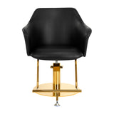 Gabbiano Hairdressing Chair B204G Black - close-up of the upholstery, frame and footrest details