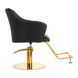 Gabbiano Hairdressing Chair B204G Black - close-up of the upholstery, frame and footrest details
